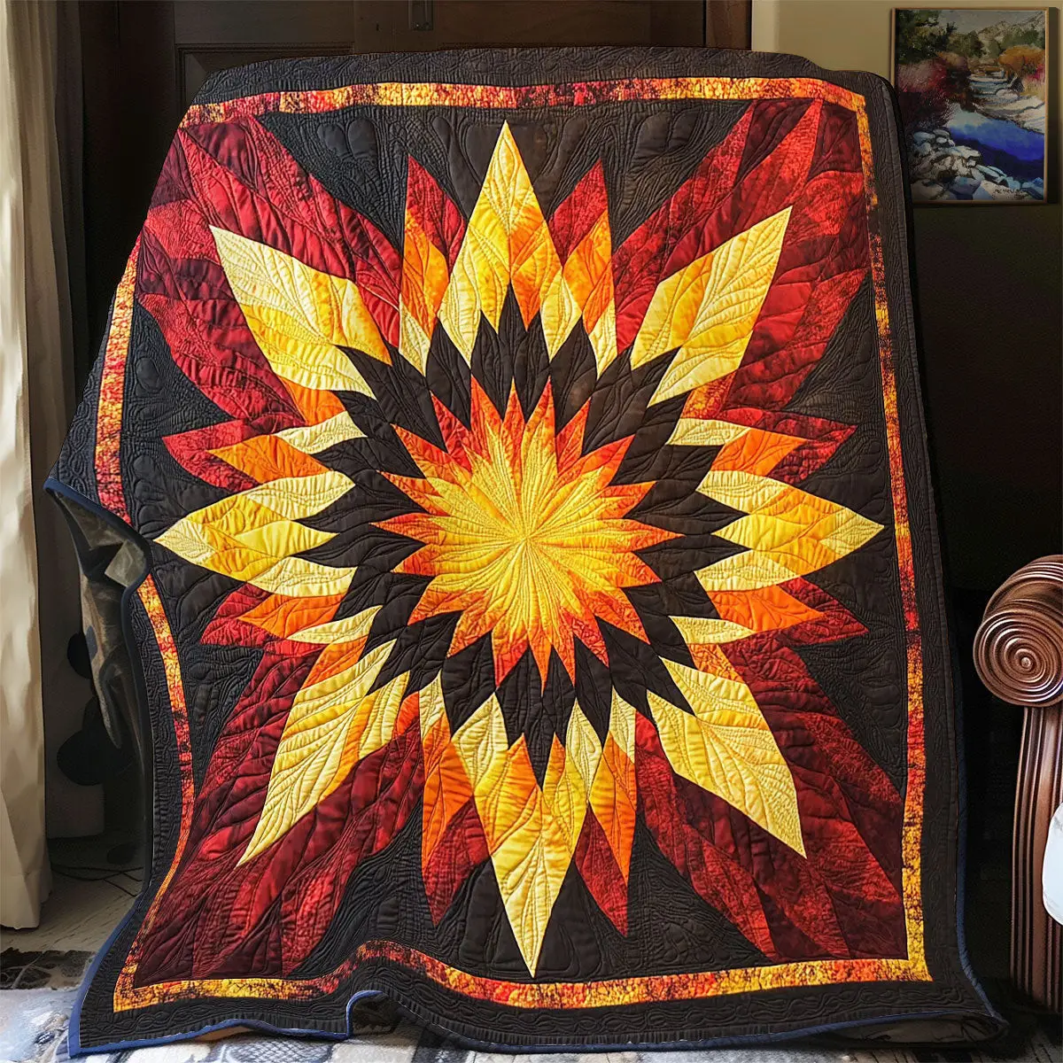 Eclipse Flame Quilt Blanket For Couch Mother's Day Presents For Grandma