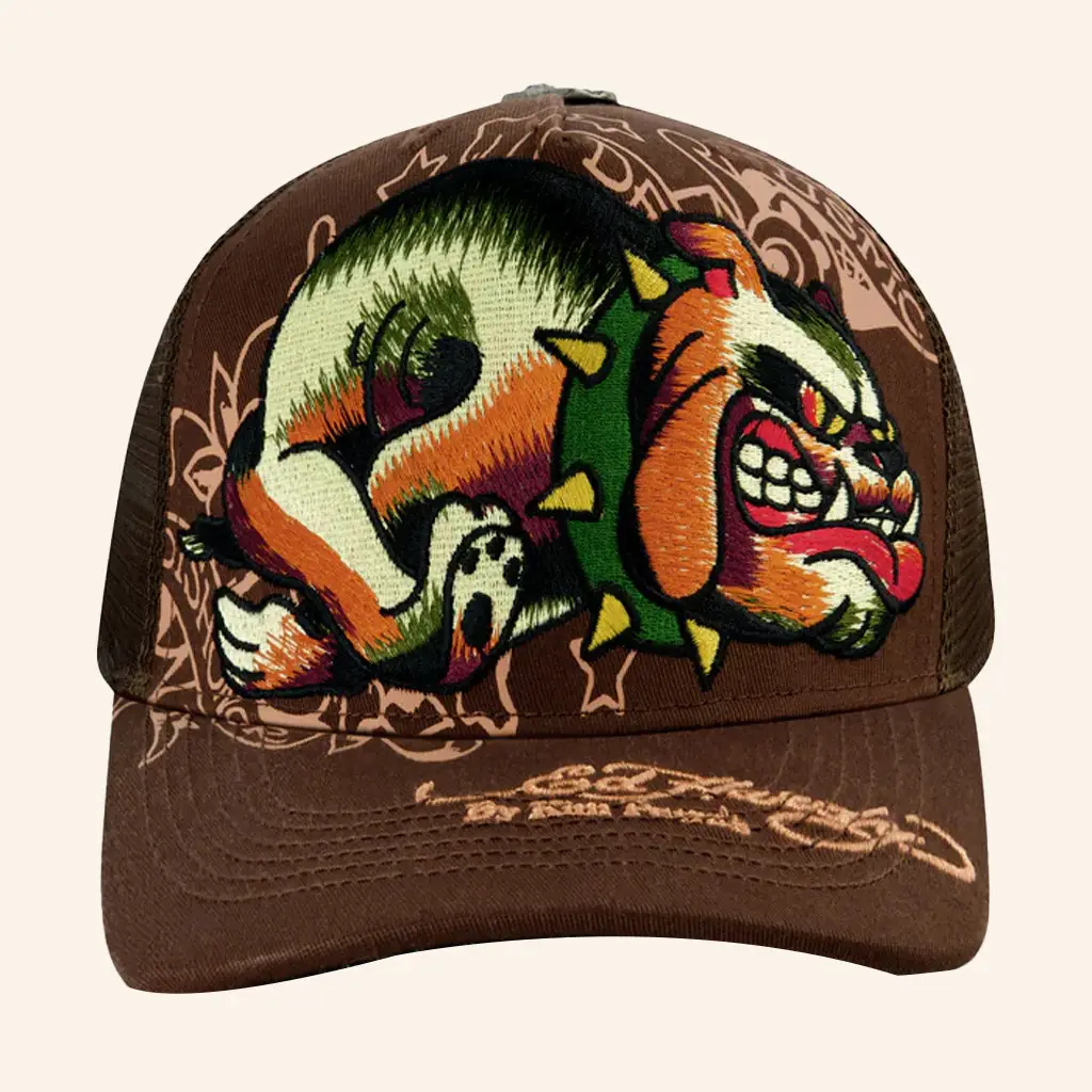 Ed Hardy Merch Bulldog Trucker Hat Ed Hardy Hat Christmas Gifts For Brother - WearandDecor