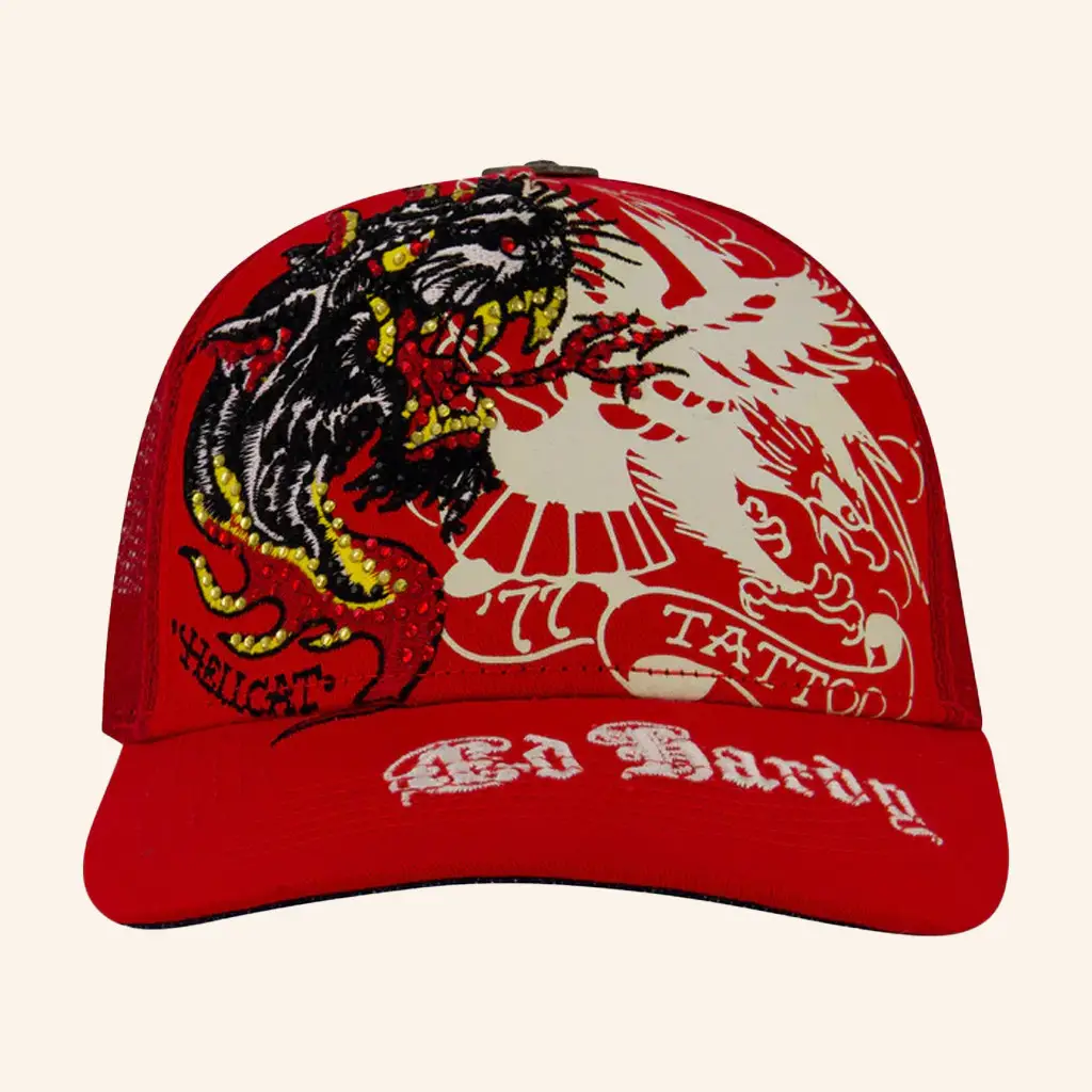 Ed Hardy Merch Eagle Panther Trucker Hat Ed Hardy Hat Xmas Gifts For Husband - WearandDecor