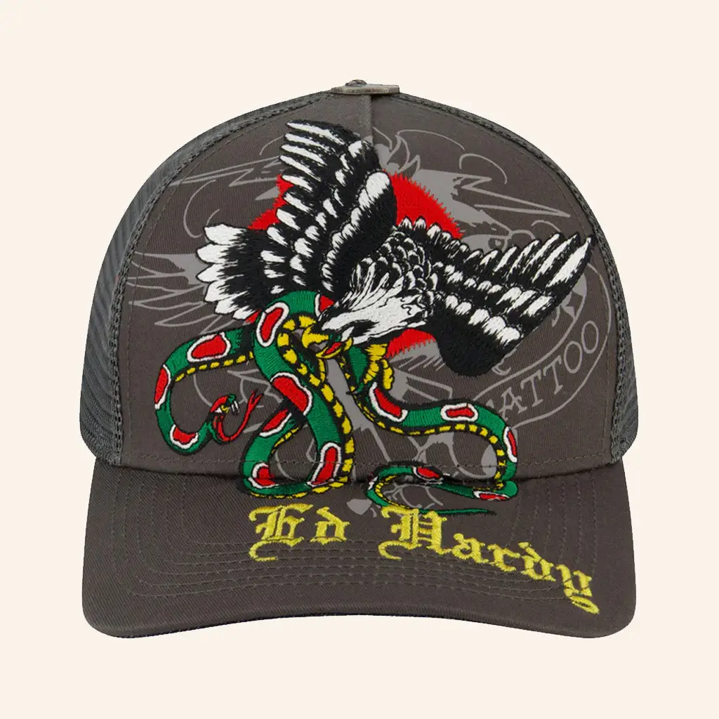 Ed Hardy Merch Eagle Snake Trucker Hat Ed Hardy Hat Christmas Presents For Him - WearandDecor