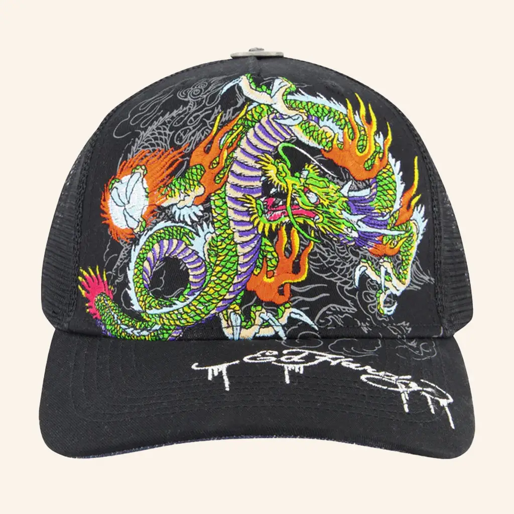 Ed Hardy Merch Japan Dragon Trucker Hat Ed Hardy Hat Xmas Gifts For Father - WearandDecor