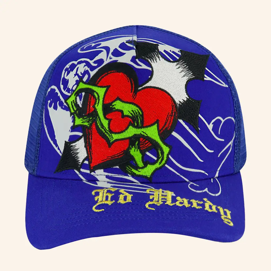 Ed Hardy Merch Sacred Heart Trucker Hat Ed Hardy Hat Christmas Presents For Him - WearandDecor Ed Hardy Merch Sacred Heart Trucker Hat Ed Hardy Hat Christmas Presents For Him - WearandDecor - Image 1