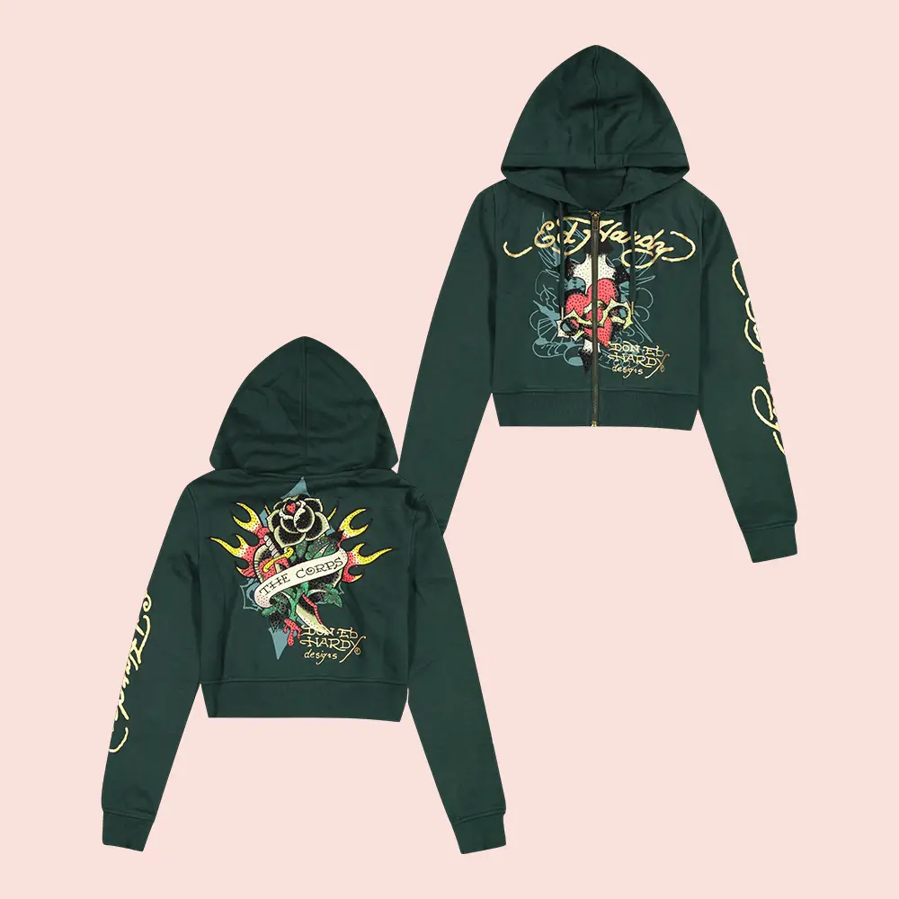 Ed Hardy Merch Sacred Heart Zip Hoodie Ed Hardy Clothing Christian Gifts For Her