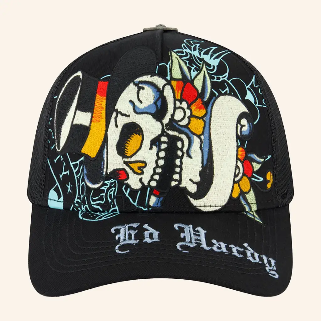 Ed Hardy Merch Tiger Skull Trucker Hat Ed Hardy Hat Christmas Gift Ideas For Boyfriend - WearandDecor