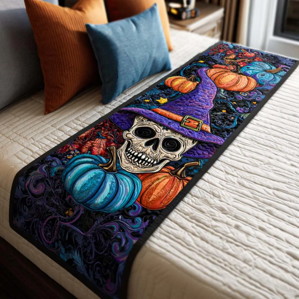 Eerie Night Quilted Bed Runner Eerie Night Theme Autumn Gift