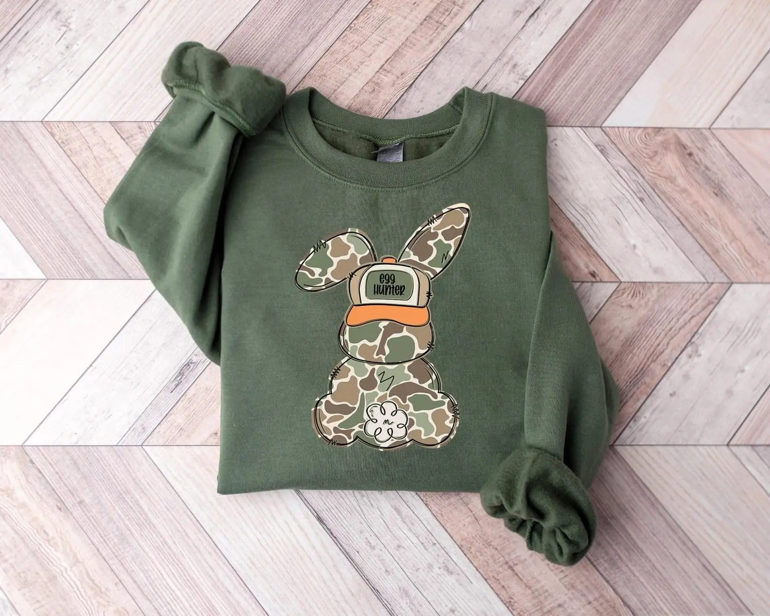 Egg Hunter Camo Sweatshirt Camo Easter Bunny Sweatshirt Happy Easter Clothing Gifts