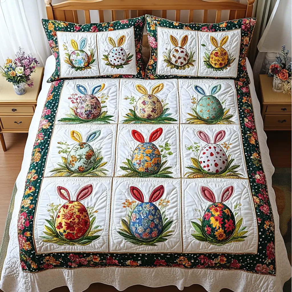 Eggstra Magic Quilted Bedding Set Holiday Bedroom Decorations Gifts Friends