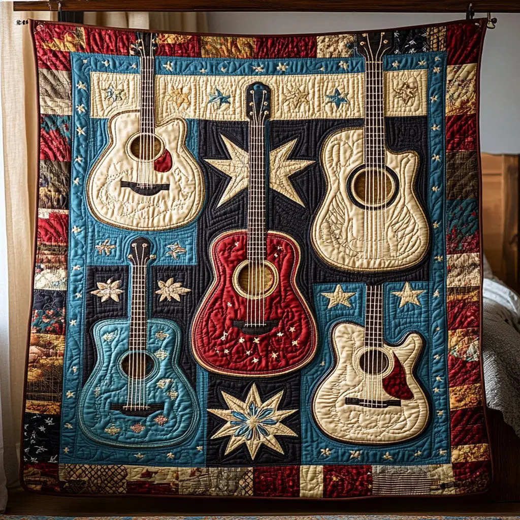 Electric Guitar Rock Star Quilt Blanket Musical Throw Blanket Gifts For Guitar Lovers