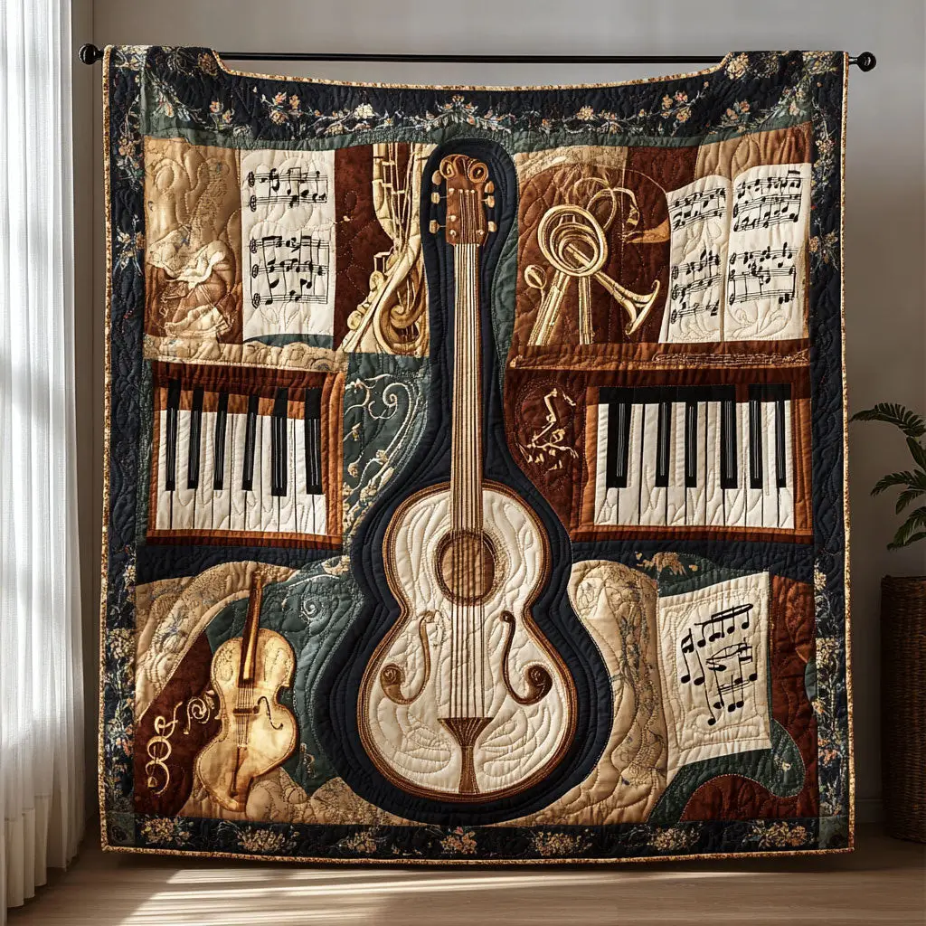 Electric Guitar The Melody Quilt Blanket Musical Throw Blanket Gifts For Guitar Lovers