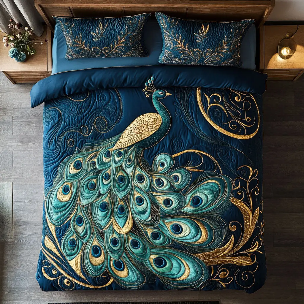 Elegant Peacock Duvet Covers Set King Size Bed Set Gifts For Dads Who Have Everything