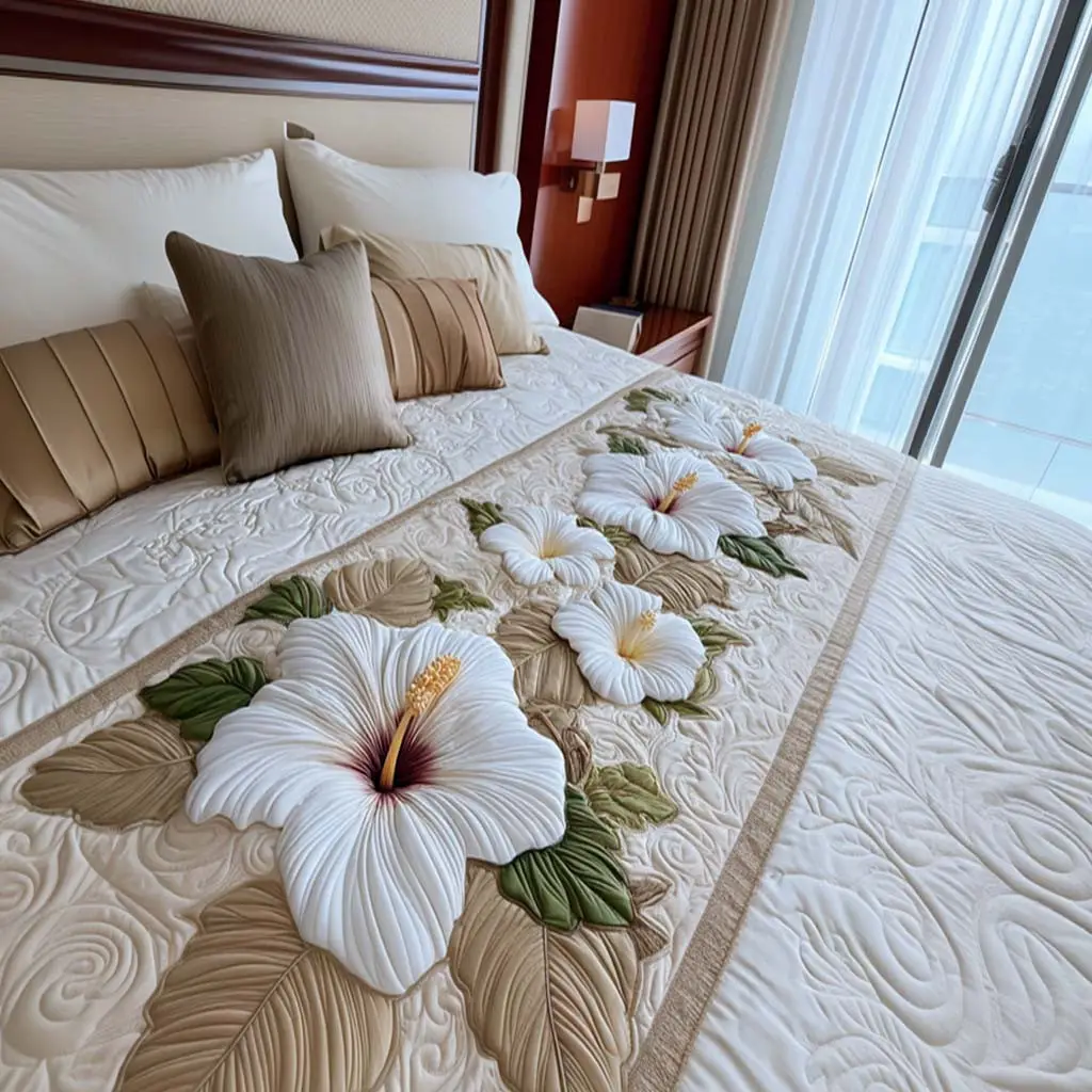 Elegant Whites Quilted Bed Runner Simple White Style Gift for Parents
