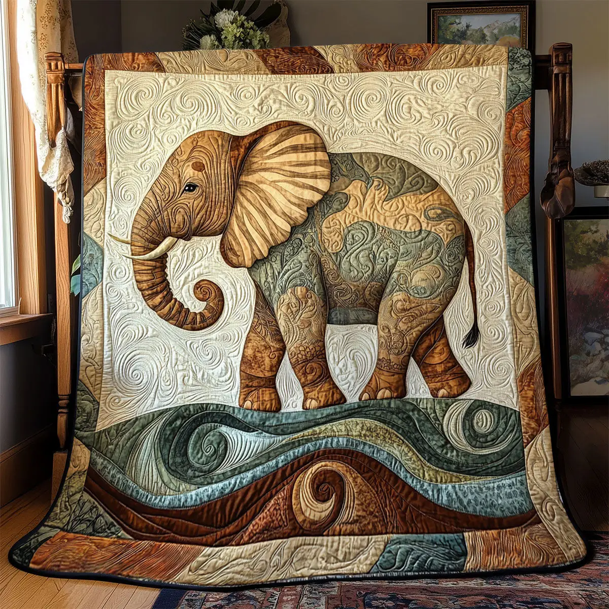 Elephant Earth Quilt Blanket Amber Throw Blanket Ideal Holiday Elephant Lover Presents