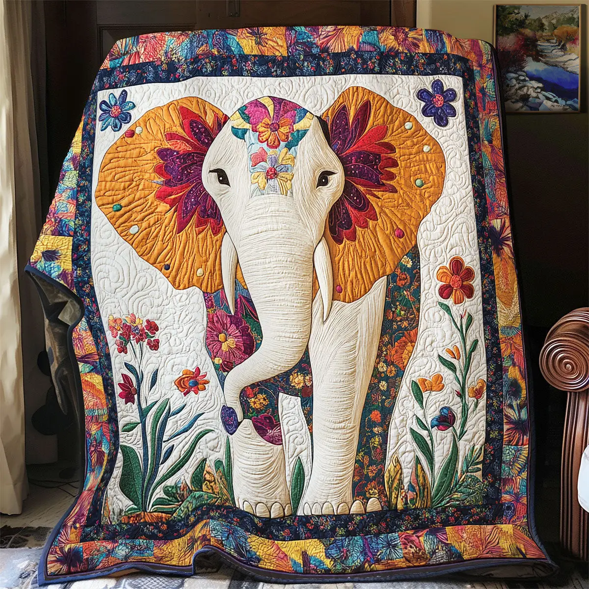 Elephant Flower Quilt Blankets Best Throw Blanket Awesome Mother's Day Gifts 2025