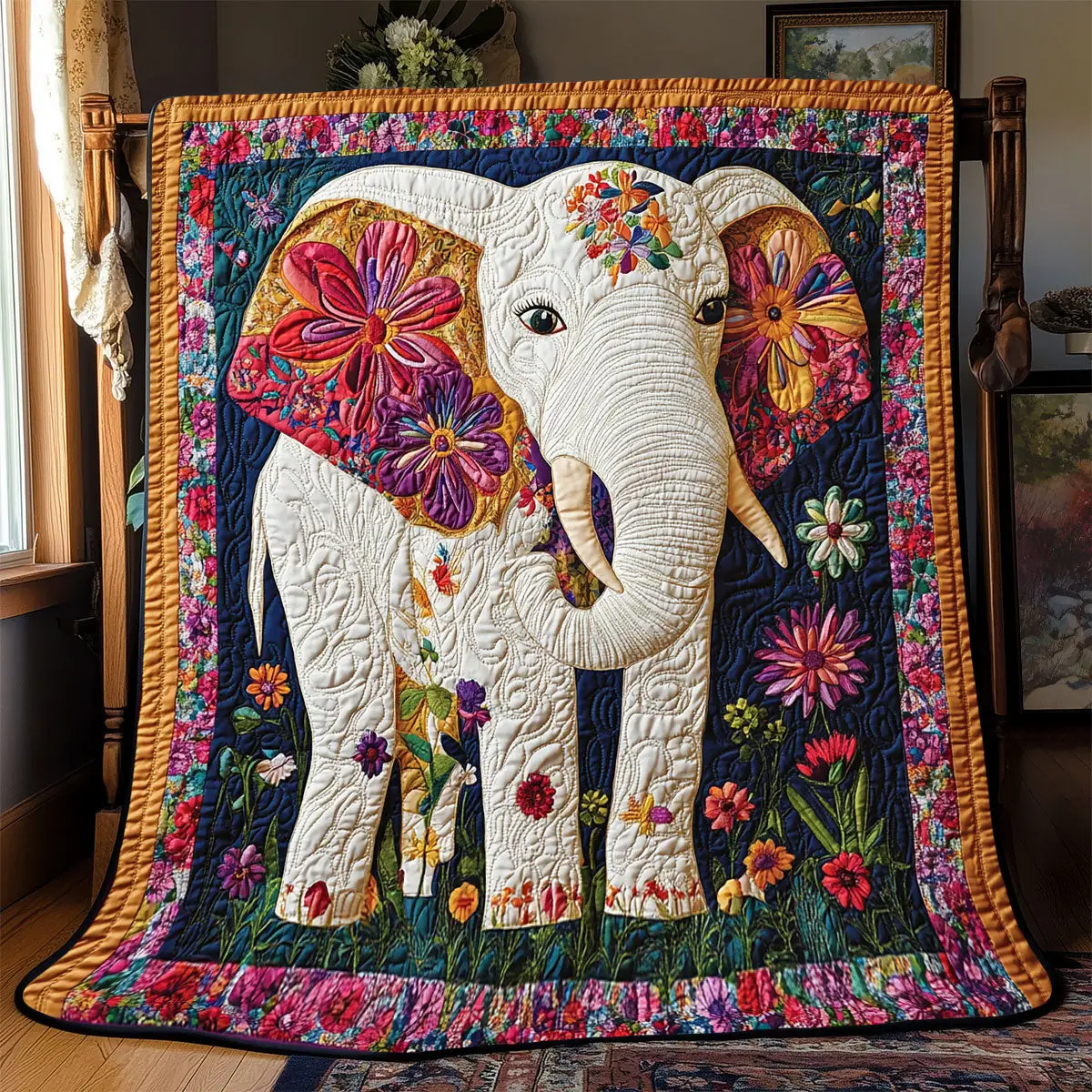 Elephant Flower Quilt Blankets Best Throw Blanket Mother' Day Special Gifts