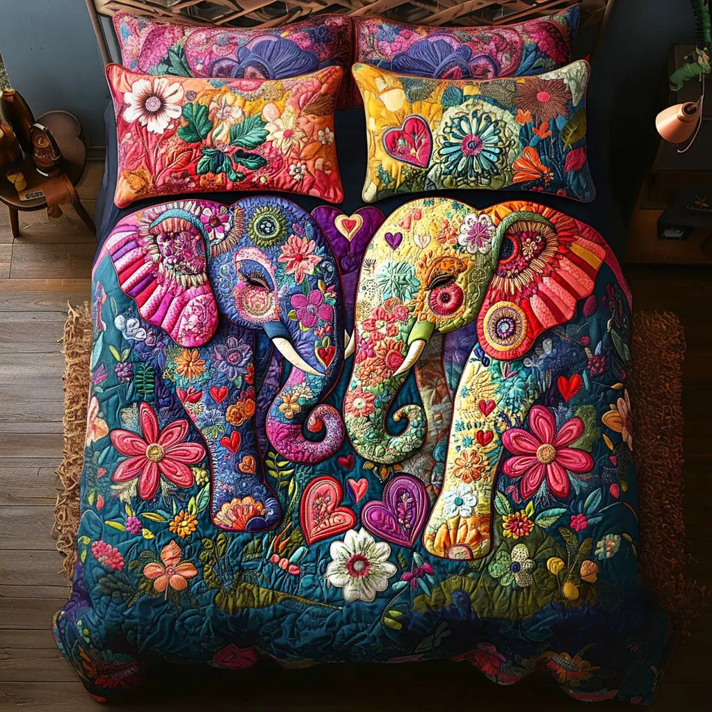 Elephant Gentle Giants Of Love Quilted Bedding Set Father In Law Gifts Valentine Day