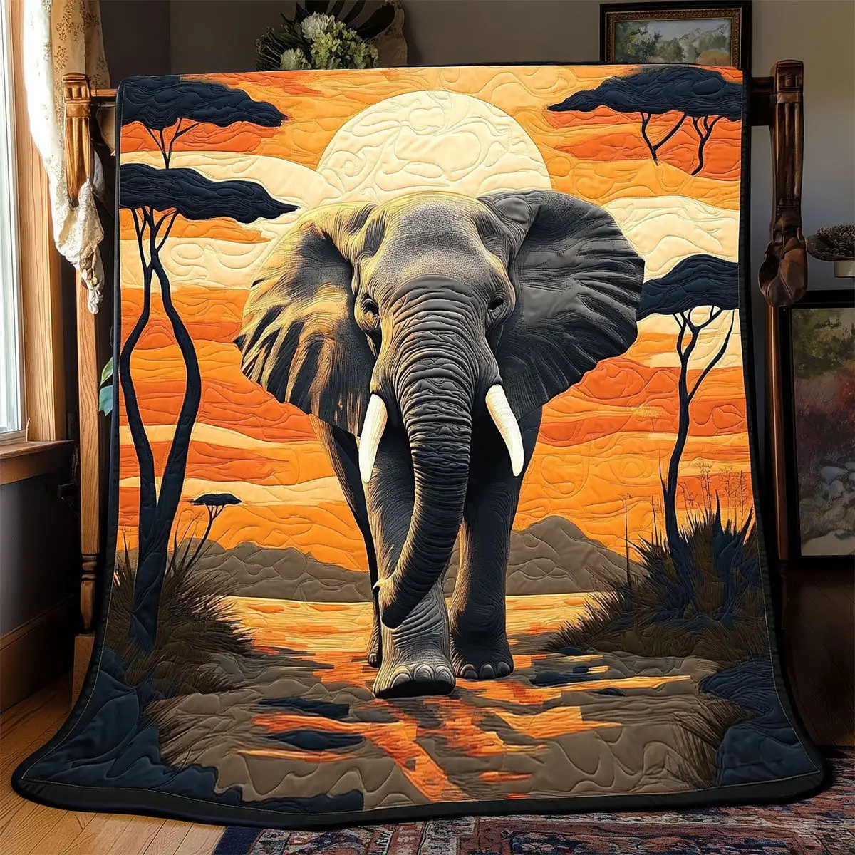 Elephant In Sahara Quilt Best Throw Blanket Birthday Presents For Mum