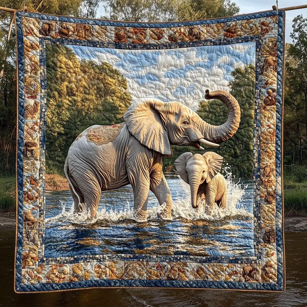 Elephant Quilt Premium Quilt Blanket Gift for Cozy Winter Nights Elephant Quilt Premium Quilt Blanket Gift for Cozy Winter Nights - Image 1