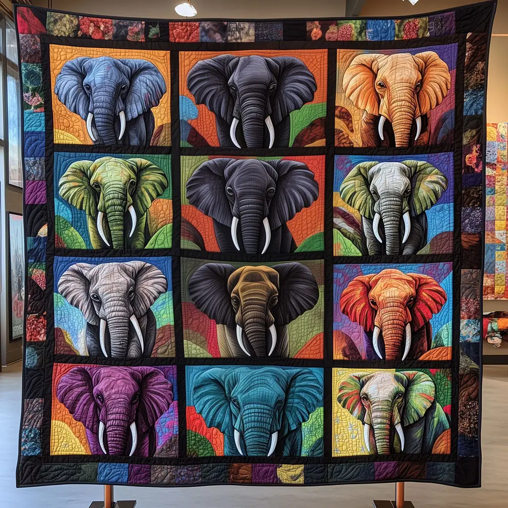 Elephant Quilt Premium Quilt Blanket to Enhance Bedroom Comfort Elephant Quilt Premium Quilt Blanket to Enhance Bedroom Comfort - Image 1