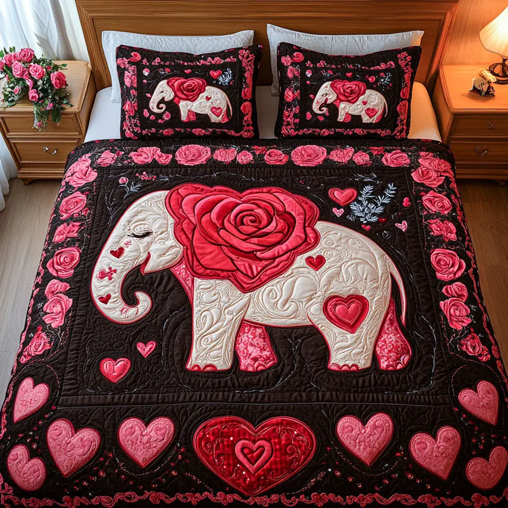 Elephant Quilted Bedding Set Wild Soulmates Valentine Day Gift Ideas For Elephant Lovers