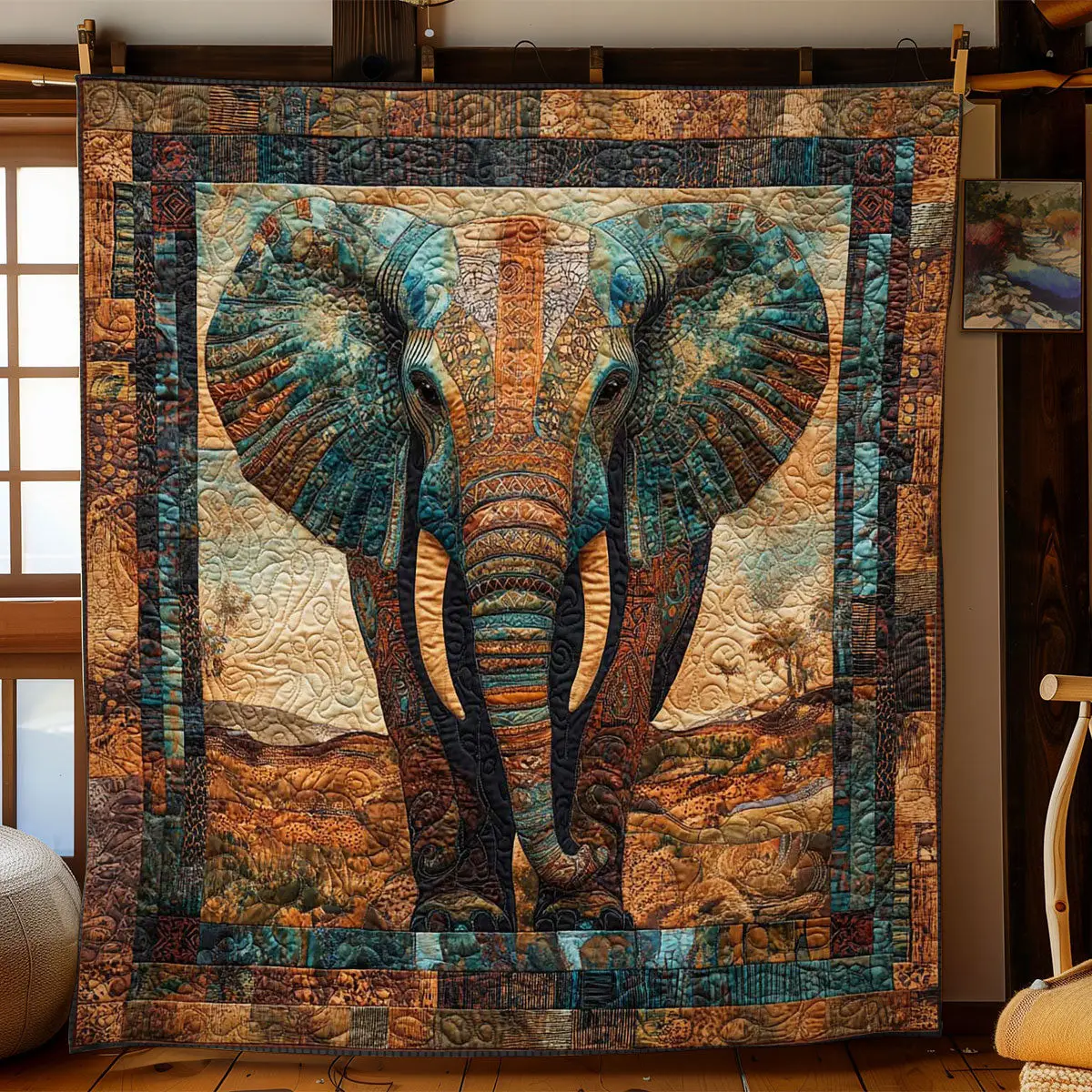 Elephant Spirit Quilt Elegant Quilt Blanket Gift for Housewarming
