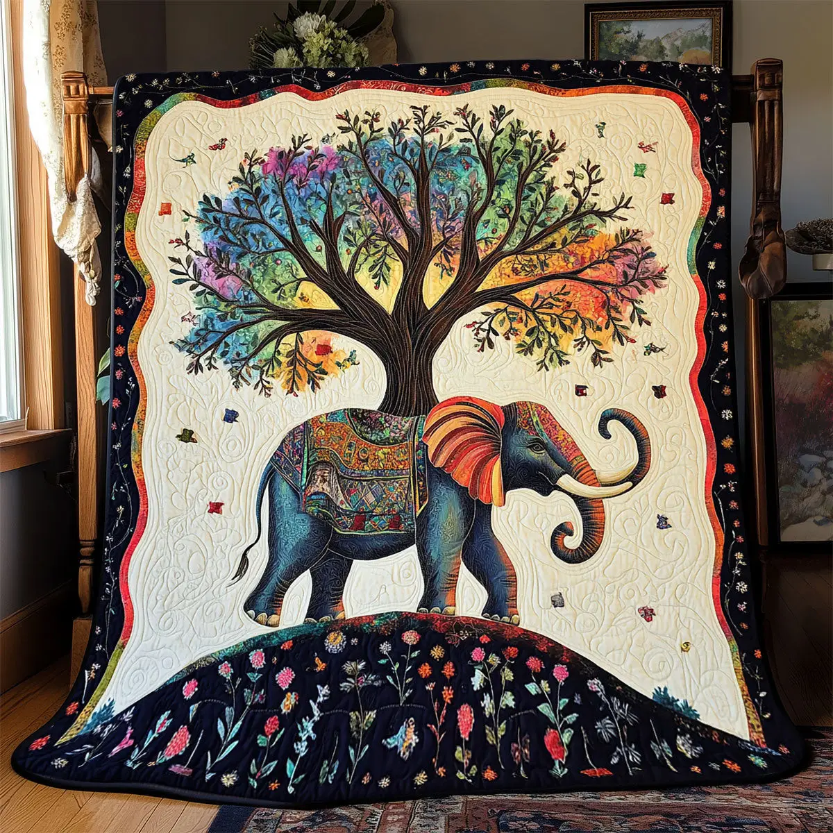 Elephant Tree Of Life Quilt Blankets Best Throw Blanket Best Father's Day Special Gifts