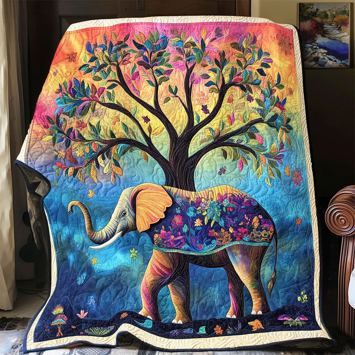 Elephant Tree Of Life Quilt Blankets Best Throw Blanket Father's Day Presents For Son