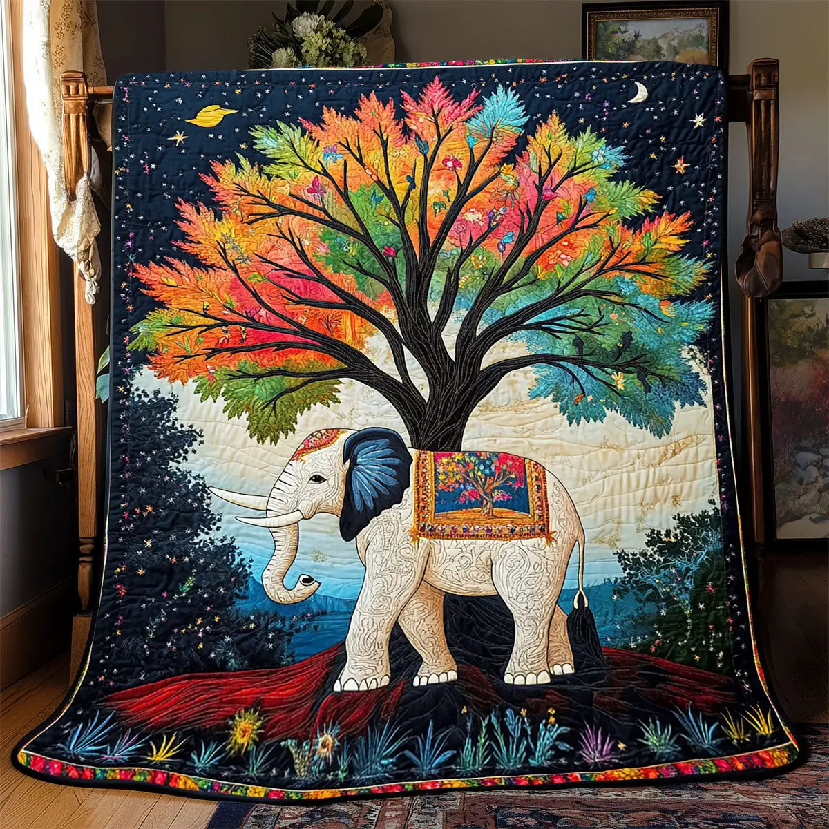 Elephant Tree Of Life Quilt Blankets Best Throw Blanket Special Fathers Day Presents)