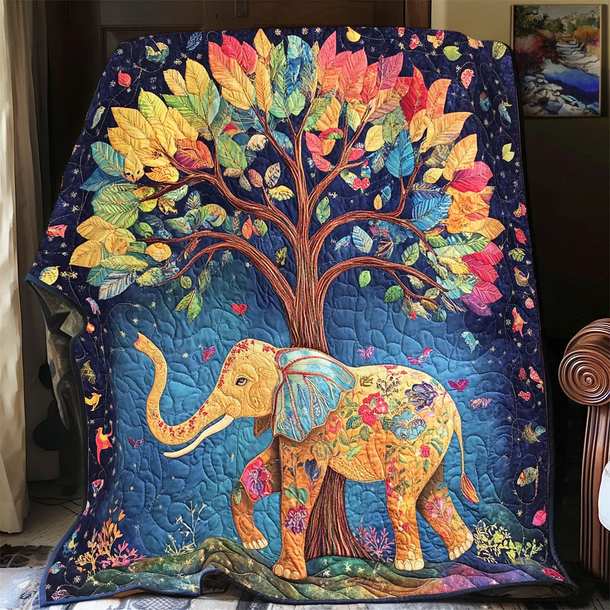 Elephant Tree Of Life Quilt Blankets Best Throw Blanket Special Present For Dad
