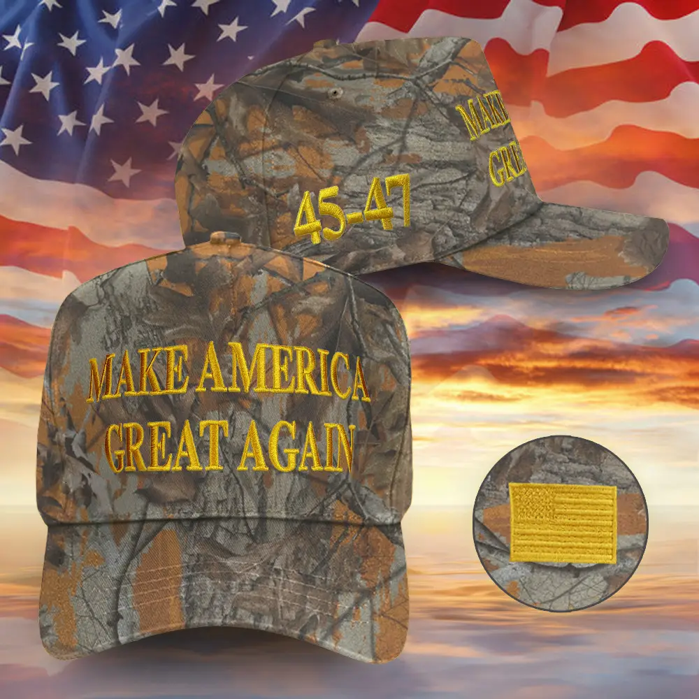 Elon Musk Camo MAGA Hat Pro Trump 2024 Embroidered Camo Hat Donald Trump 45 47 Merch Headwear