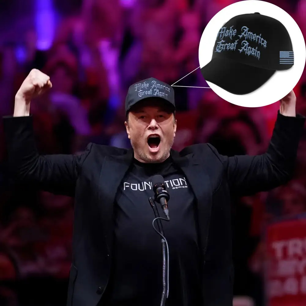 Elon Musk Dark Gothic Hat Maha Embroidered Elon Black Gothic Hat