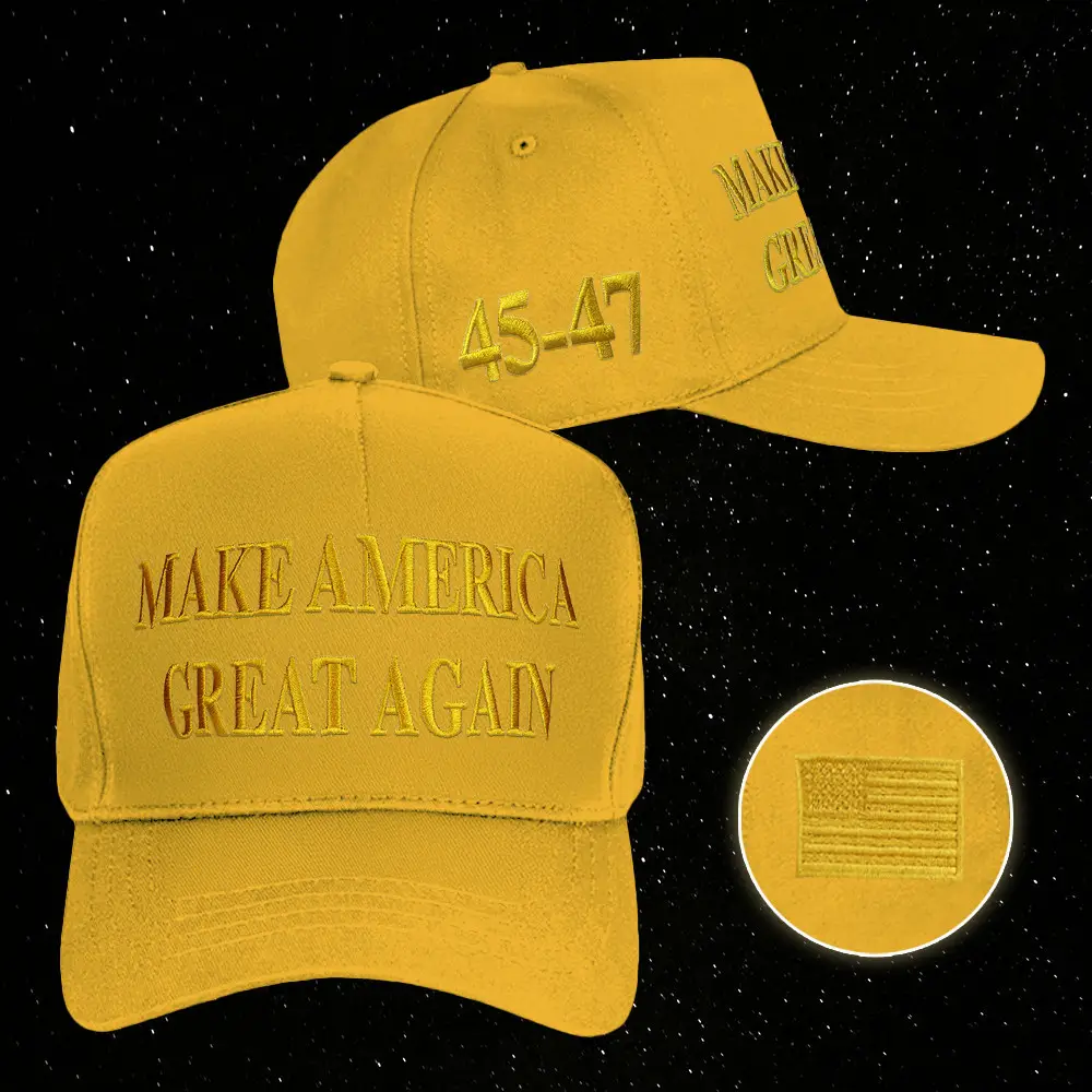 Elon Musk Gold MAGA Hat Trump Embroidered Golden Hat Donald Trump 2024 Cap Merch Headwear