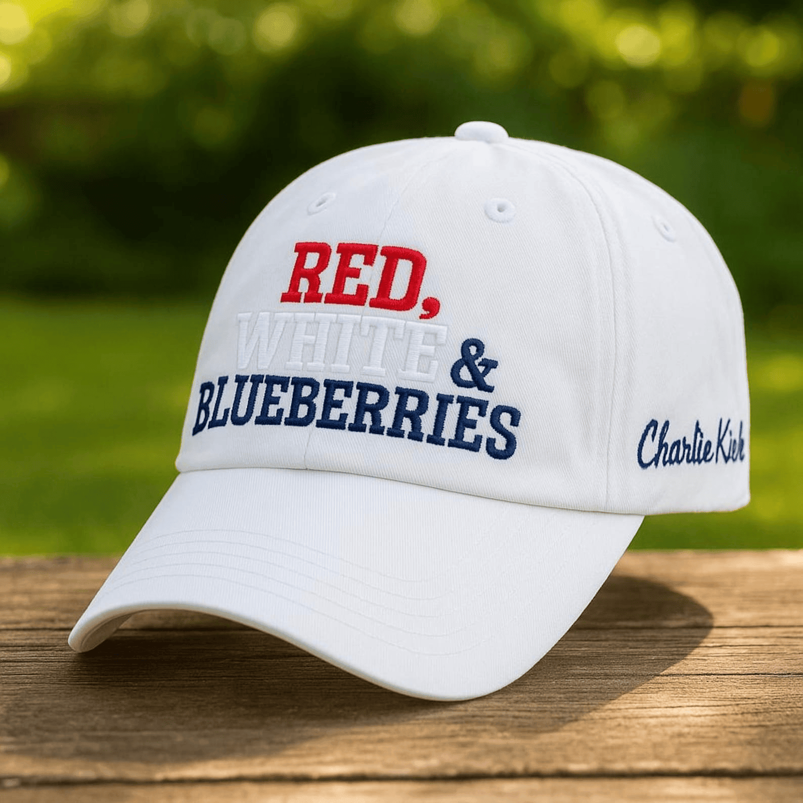 Embroidered Red White & Blueberries Charlie Kirk Memorial Freedom Hat Turning Point USA Merch