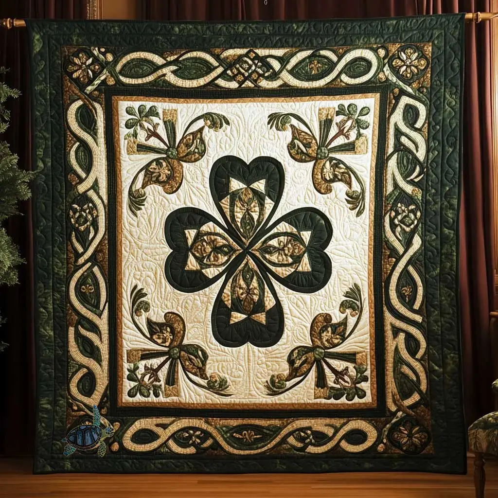 Emerald Clover Quilt Blanket Sofa Throw Blanket Saint Patrick's Day Gifts