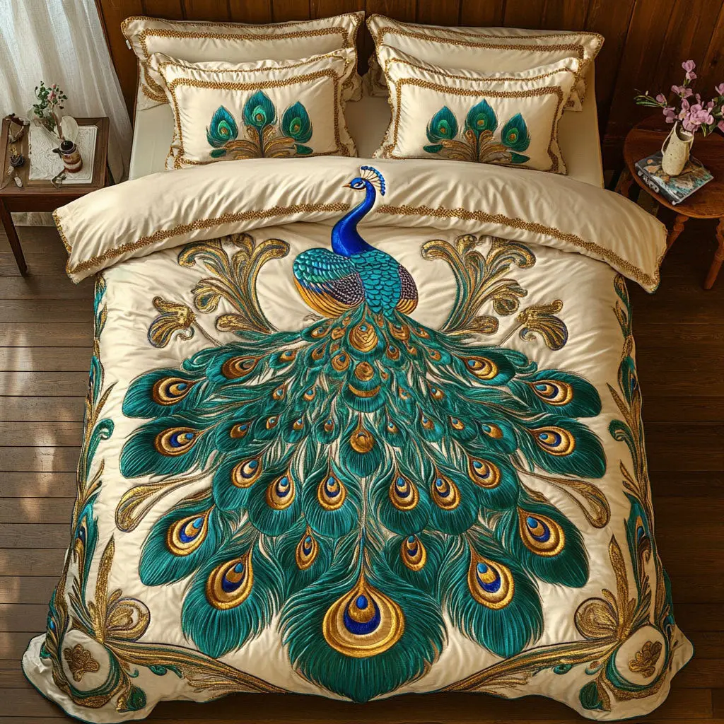 Emerald Glory Quilted Bedding Set Duvet Cover Bedspread Gifts Bedroom Decorative