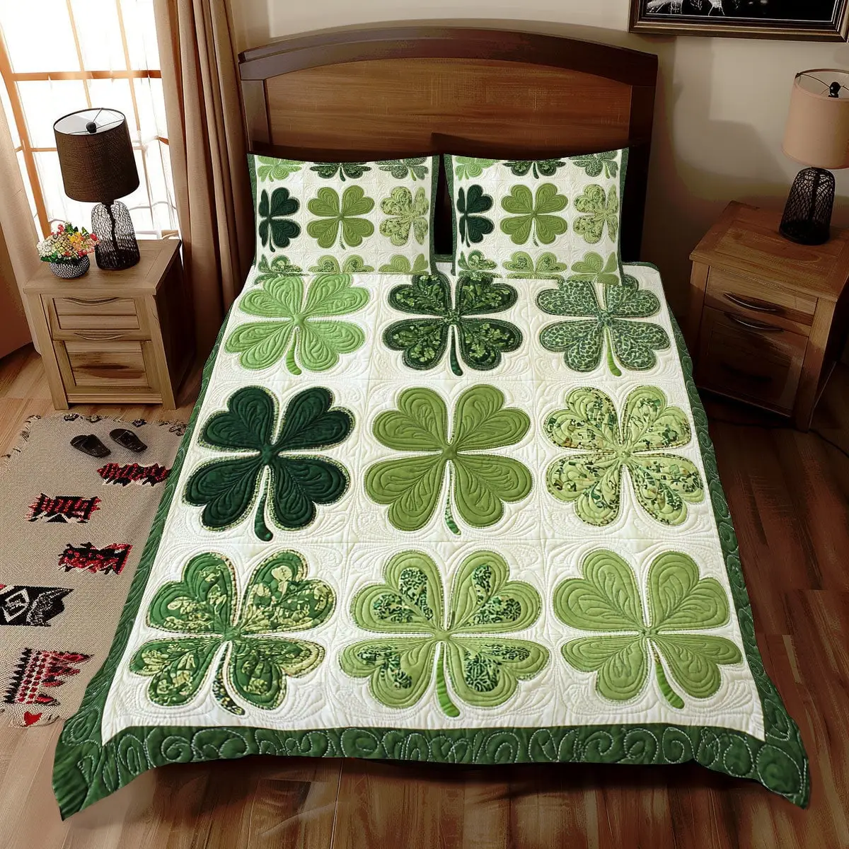 Emerald Luck Duvet Cover Set Quilt Bedding Set Bedspread St Patrick'S Day Gift Ideas