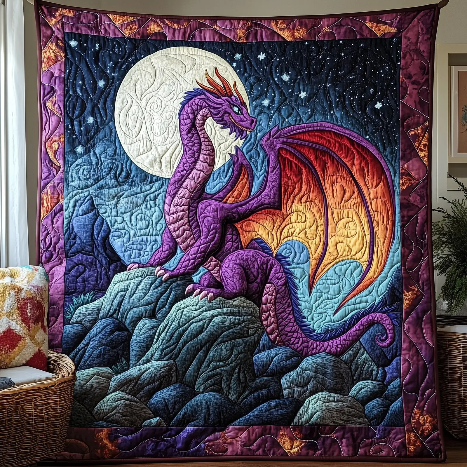 Enchanted Dragon Quilted Blanket Purple and Blue Scales Best Gifts For Dragon Lovers Enchanted Dragon Quilted Blanket Purple and Blue Scales Best Gifts For Dragon Lovers - Image 1