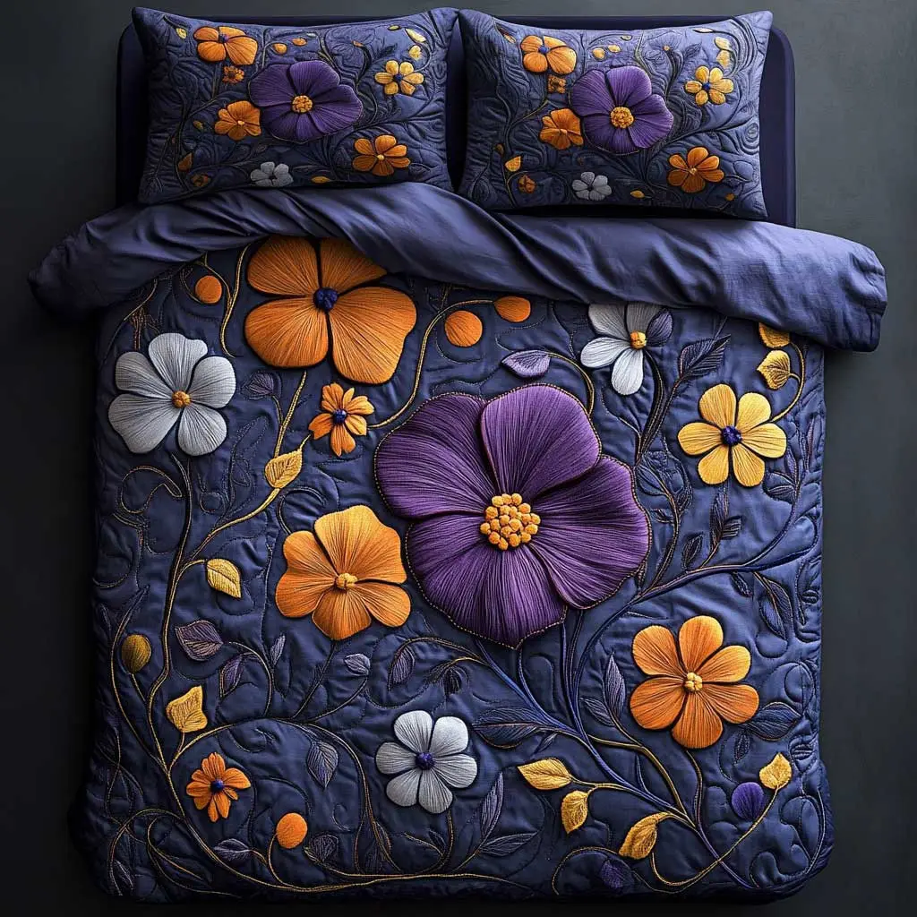 Enchanted Flower Quilted Bedding Set Duvet Cover Bedspread Gifts For Sister