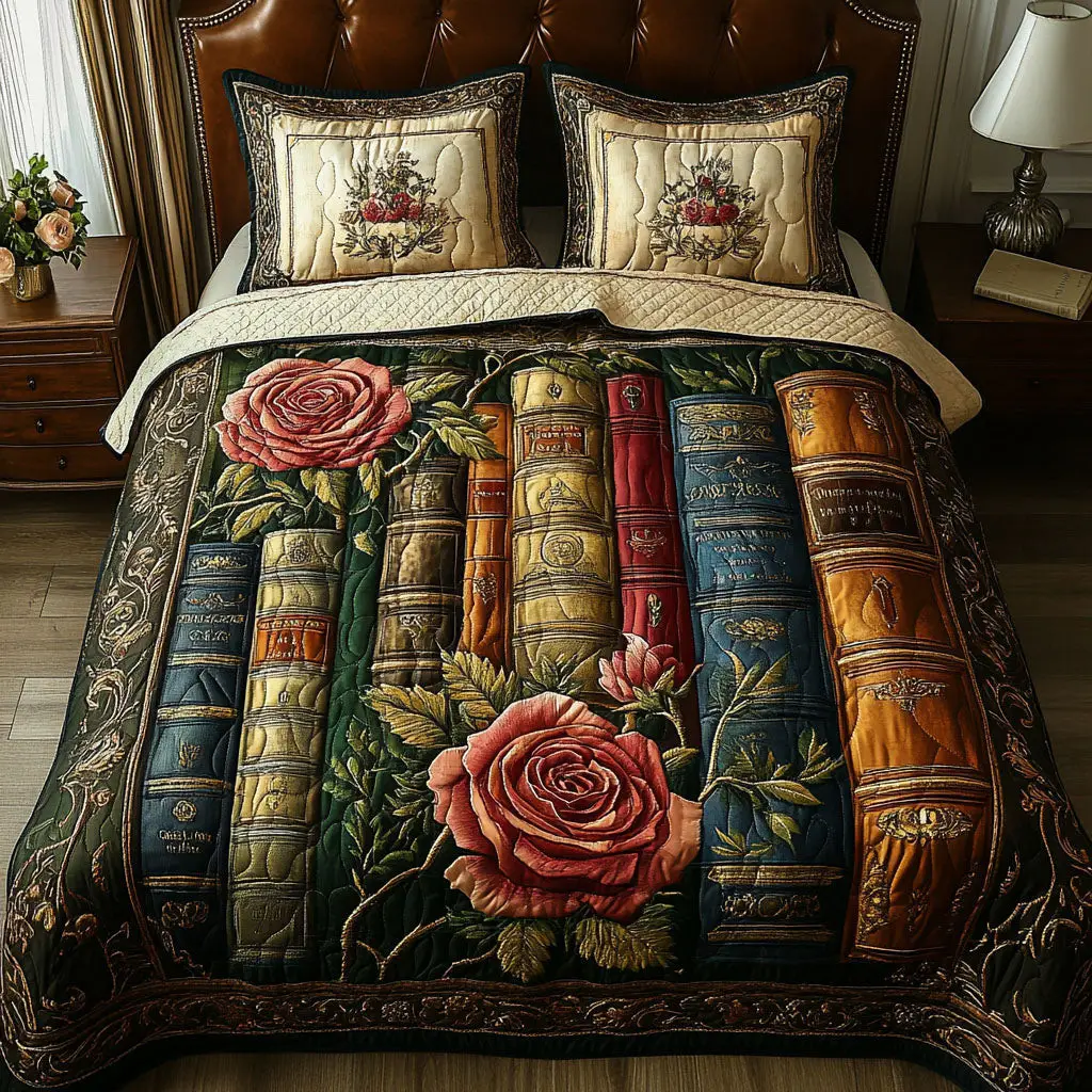 Enchanted Library Quilted Bedding Set Cool Bedroom Decor Novelty Book Themed Gifts Enchanted Library Quilted Bedding Set Cool Bedroom Decor Novelty Book Themed Gifts - Image 1