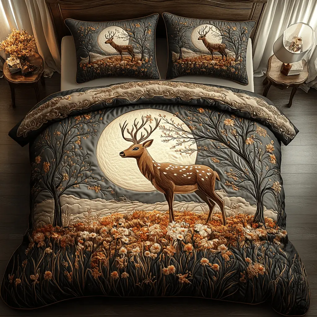 Enchanted Woods Quilted Bedding Set Perfect Bedding Gift Set for Holiday Celebrations
