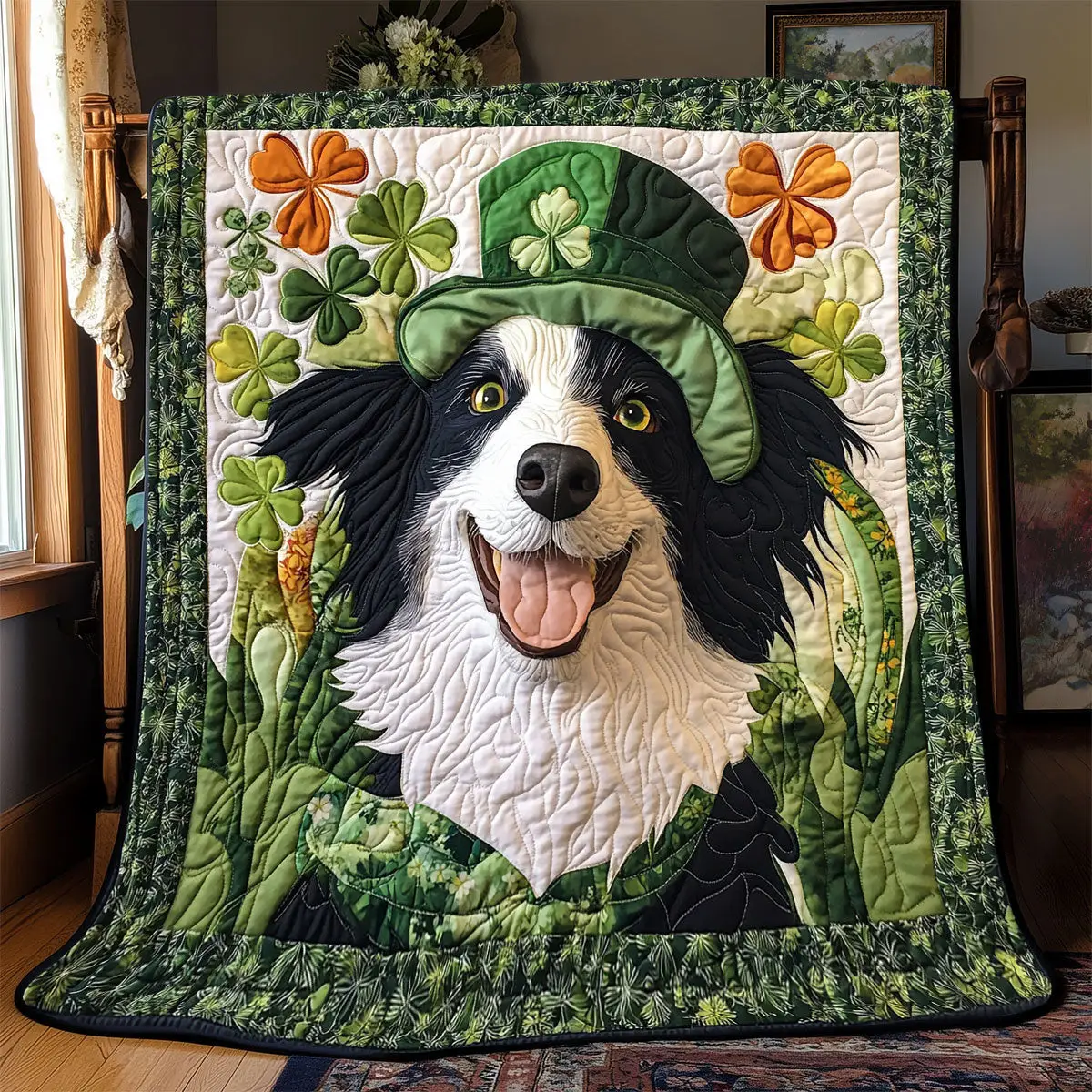 Enegertic Border Collie Quilt Blanket Winter Throw Blanket Present Ideas For Dog Lovers