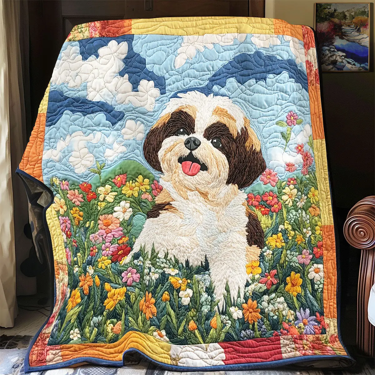 Energy Shih Tzu Quilted Throw Blankets Best Presents For Dog Owners