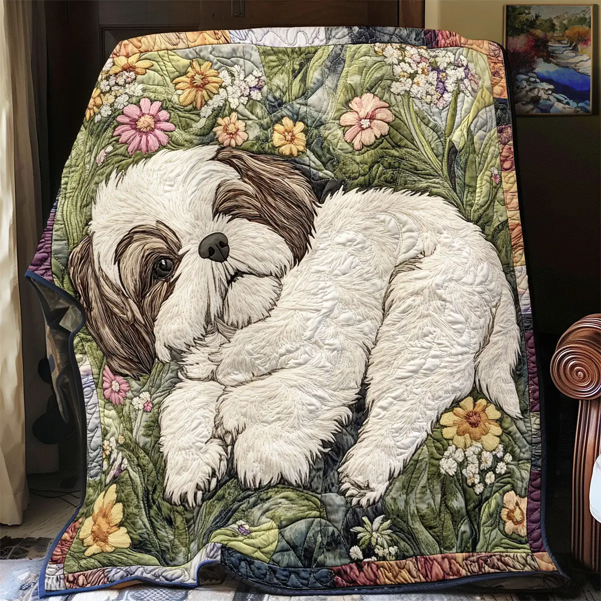 Energy Shih Tzu Quilted Throw Blankets Father In Law Gifts Dad's Day Energy Shih Tzu Quilted Throw Blankets Father In Law Gifts Dad's Day - Image 1