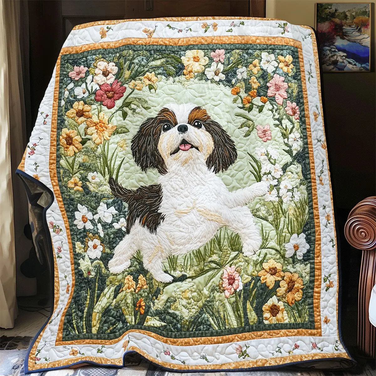 Energy Shih Tzu Quilted Throw Blankets Perfect Gift For Dog Lovers