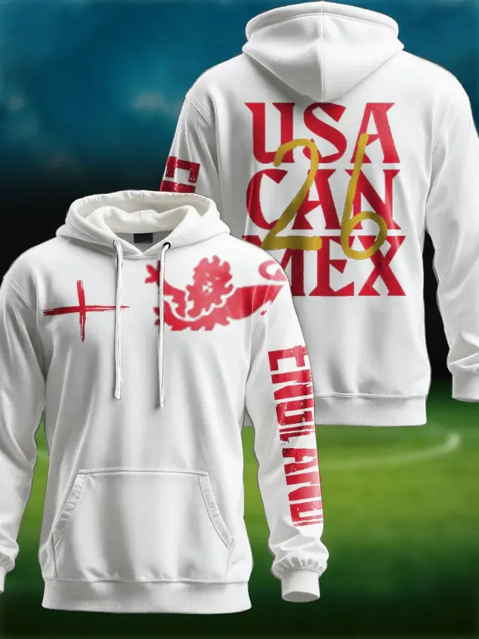 England Football 2026 World Cup Hoodie Three Lions St George Cross Fan Outerwear Best For Family