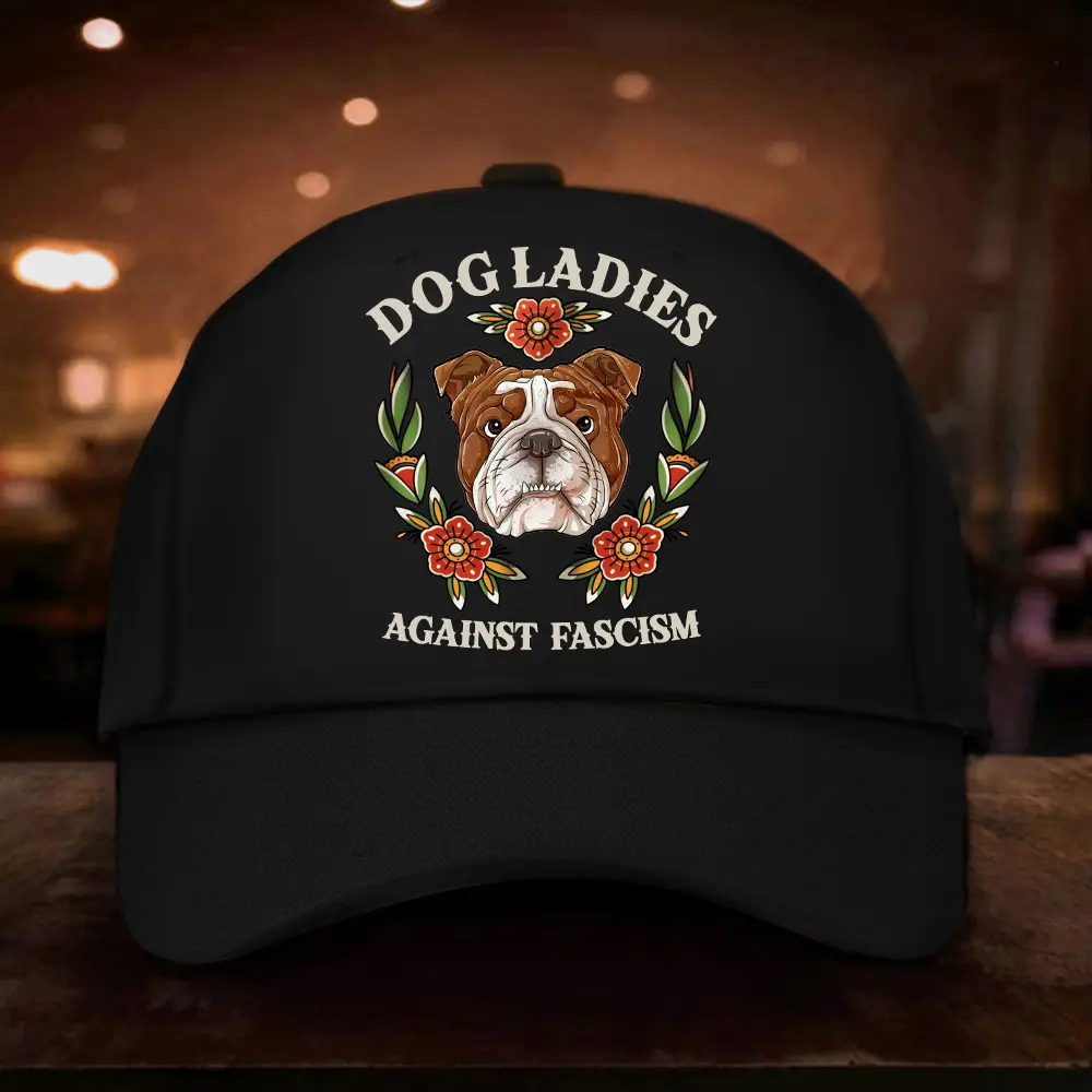 English Bulldog Dog Moms Againts Fascism Hat Dog Moms For Kamala Harris Hat