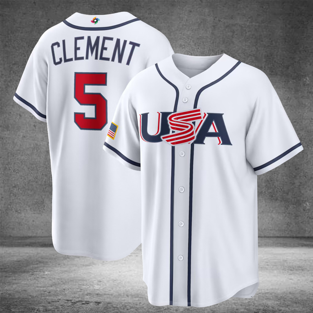 Ernie Clement USA Baseball 2026 World Baseball Classic Home Stadium Jersey Game Day Merch