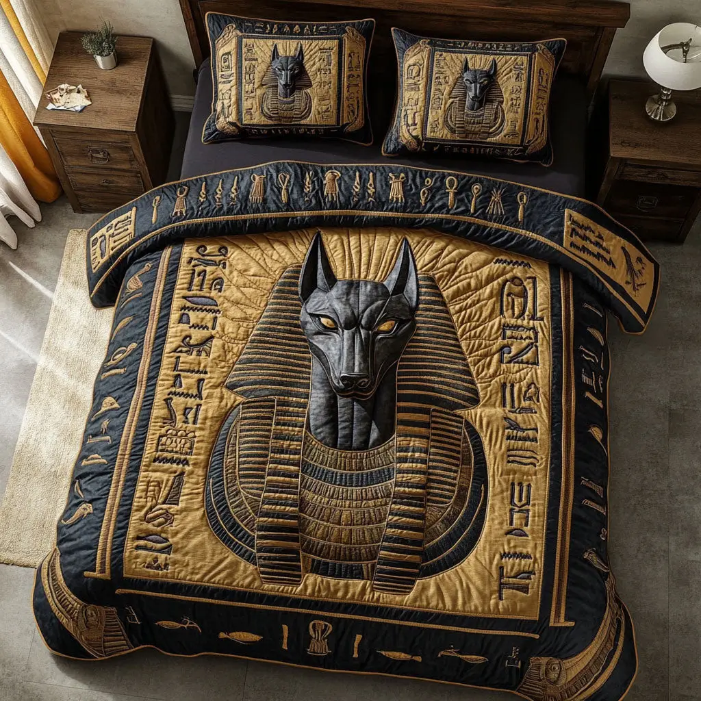 Eternal Anubis Quilted Bedding Set Duvet Cover Bedspread Gifts For Family