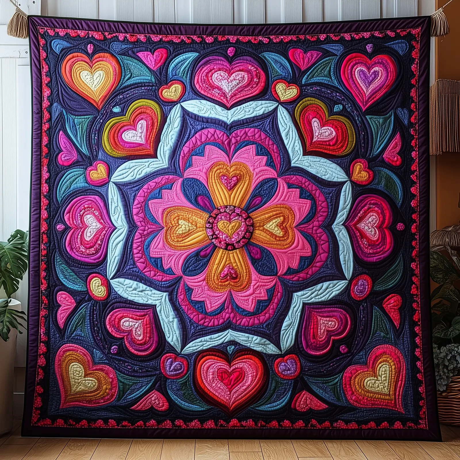 Eternal Heartbeat Quilted Blanket Art Graphic Bedding Ideas Gifts For Art Lovers