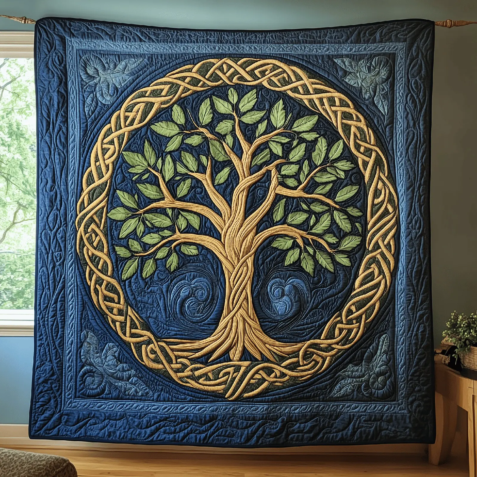 Eternal Life Tree Quilted Blanket Celtic Mythology Design Tree Of Life Gifts For Grangarents