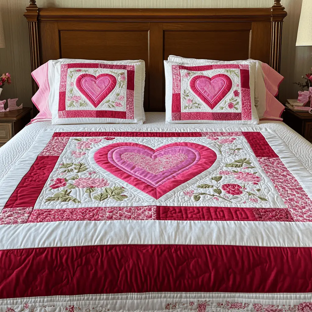 Eternal Love Quilted Bedding Set Whole Family Valentine Day Bed Sheet Set Gift Ideas